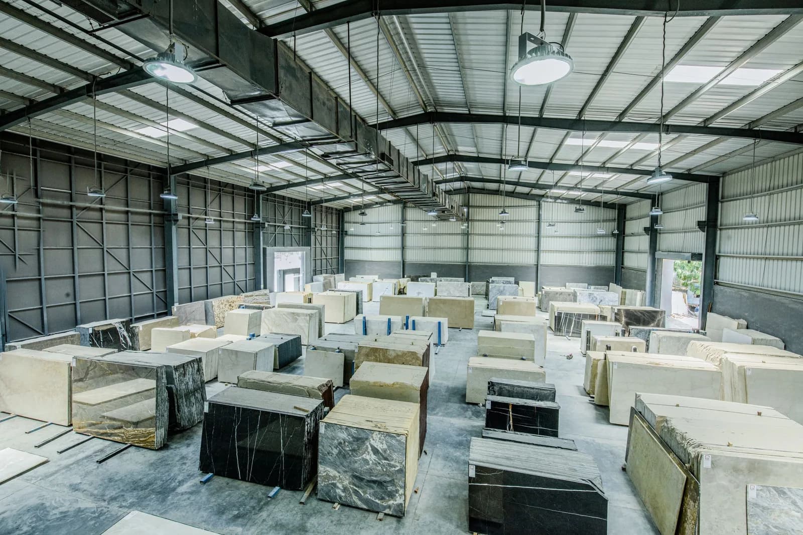Slab blocks stored in the warehouse